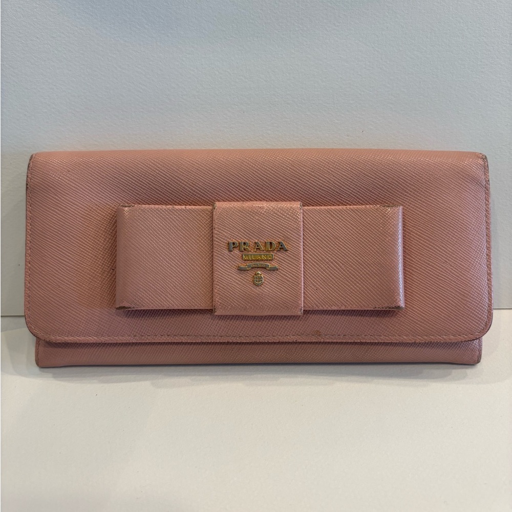 Prada Saffiono Fiocco Pink Bow Wallet Authentic - Picture 2 of 11